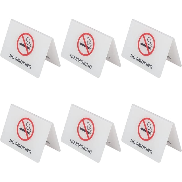 6 unidades de letreros de mesa acrílicos de doble cara con la leyenda "Prohibido fumar". Indicador de escritorio con logotipo de no fumador. Letrero de mesa de advertencia de "Prohibido fumar".