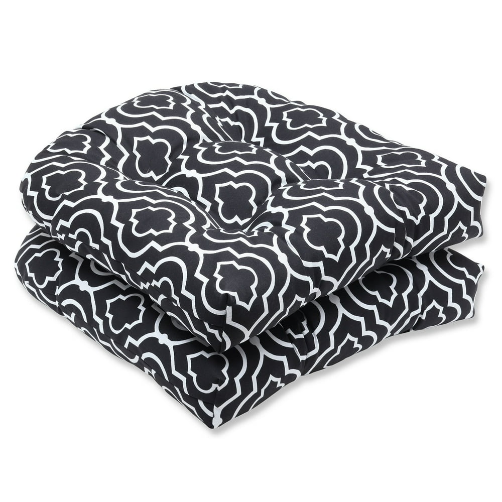 Set of 2 Traliccio Maglia Black and White Outdoor Patio Wicker Chair