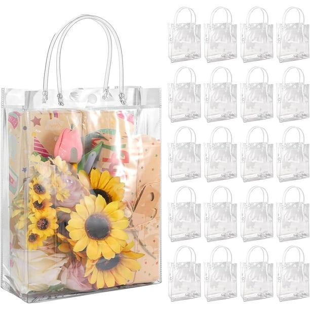 Bolsas de Regalo Transparentes PVC con Asas - Reutilizables para Compras, Boda, Cumpleaños y Fiesta