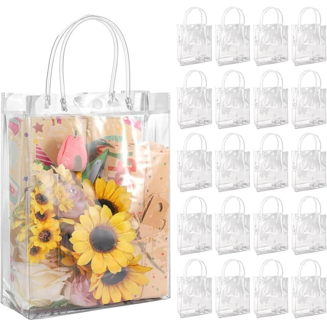 Bolsas de Regalo Transparentes PVC con Asas - Reutilizables para Compras, Boda, Cumpleaños y Fiesta