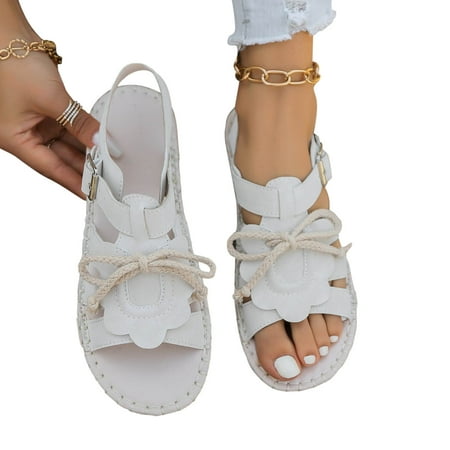 

YYYTop Gladiators Sandals for Women Strappy Sandals for Women Lace Casual Beach Sandals One-Line Buckle Fish Mouth Sandals Open Toe Heels for Women Summer Savings