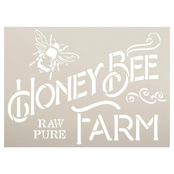 DIY Vintage Spring Farmhouse Kitchen Home Decor Honey Bee Farm Stencil - Raw Pure Craft Paint Country Rustic Wood Signs - Reusable Mylar Template (14 x 10 inch)