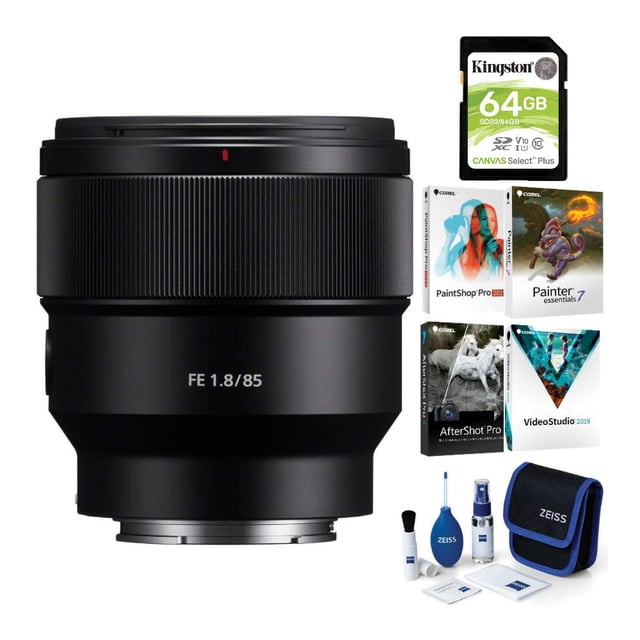 Sony FE 85mm f/1.8 Lente Prime Bundle com Cartão de 64GB