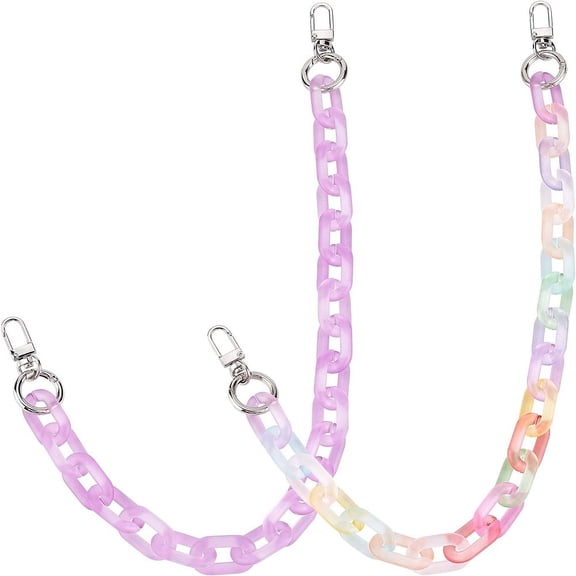 1box 2 colors Acrylic Handbag Strap 19.8 inch Colorful Rainbow Purse Replacement Chain Crossbody Shoulder Handle Strap with Swivel Clasps for bag Purse Making Accessories
