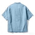thumbnail image 4 of Caywon Men's Summer Short Sleeve strap Collar Shirt with Half Button Placket and Crinkled Textured Fabric for Relaxed Casual Daily Wear, 4 of 5