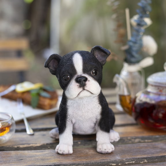 SOREAL White & Black Boston Terrier | Handpainted Decorative Puppy Statue for Home & Garden Decor | Premium Polyresin Dog Statue | Gift for Dog Lovers | Weather-Resistant Indoor/Outdoor Decor