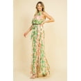 thumbnail image 3 of Flying Tomato Women's Formal High Halter Neckline Pleated Floral Maxi Dress (S, Green), 3 of 5