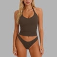 thumbnail image 6 of yoeyez Ladies Ribbed Strap Sleeveless Shirts Racerback Tight Slim Fitted Halter Tops Sporty Workout Tank Tops for Womens Brown,S, 6 of 7