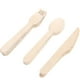 thumbnail image 1 of Paquete de vajilla desechable de madera con cuchillo y tenedor, cuchara y cubiertos para fiestas de cumpleaños y bodas (color madera), 24 unidades, 1 of 5