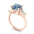 thumbnail image 2 of 3 ct Cushion Cut Blue Moissanite Three-Stone Engagement Ring for Women in 18K Rose Gold, 2 of 5