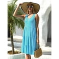 thumbnail image 3 of Mengpipi Women's Summer Casual Sleeveless V-Neck Swing Tank Dress Casual Flowy Tiered Beach Dress, Light Blue-L(US 12-14), 3 of 6
