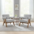 thumbnail image 2 of Armchair Accent Chair, Set of 2, Light Grey Gray, Fabric, Wood, Living Kitchen Cafe Bistro Hospitality Restaurant, Modern Contemporary HB36215, 2 of 9