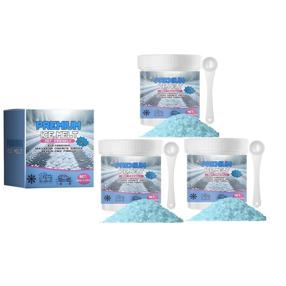 BANIRO 3PC 20 lb Ice Melt Salt Safe for Concrete,Effective Snow Removal Up to -15掳F,Ideal for Sidewalks & Driveways