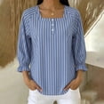 thumbnail image 6 of Guluxicc Women's Striped Shirts Scoop Neck Button Short Sleeve Basic Tops for Summer Casual Outfits, 6 of 8