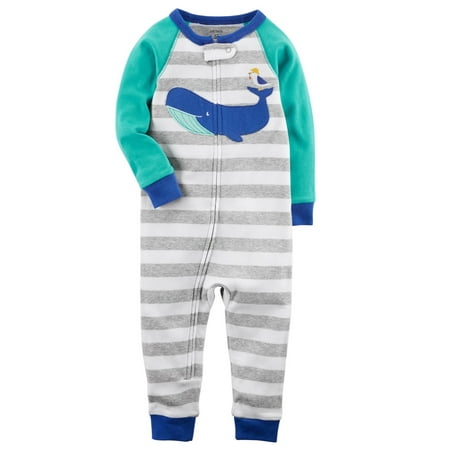 Carter's Baby Boys' 1-Piece Whale Snug Fit Cotton Footless PJs