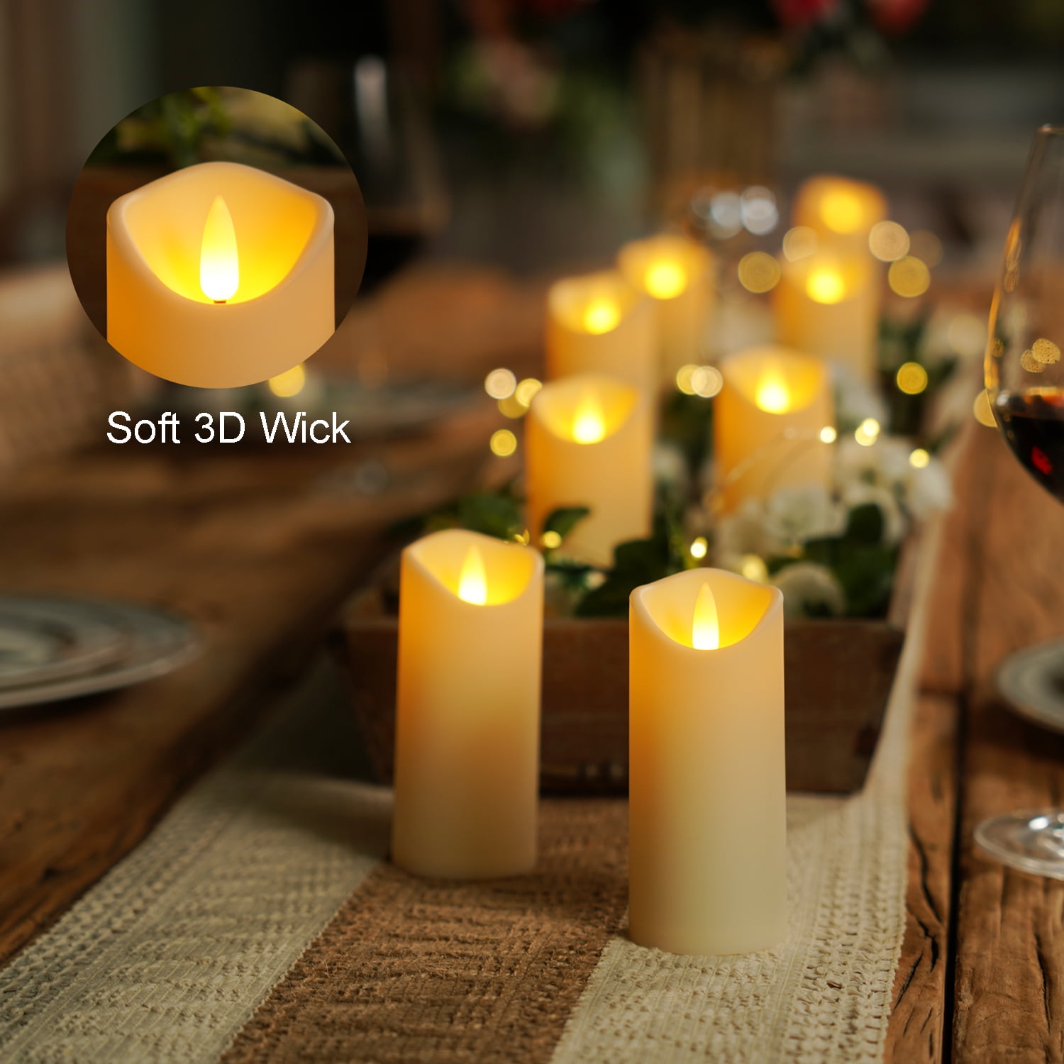 Merrynights Flameless Candles LED Battery Operated with Remote Timers Frosted Plastic, Set of 10