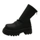 thumbnail image 1 of Botas de mujer con tacón de cuña, plataforma, cremallera, botines de moto punk, tacón alto grueso, punta redonda, botas de combate de moda para el trabajo, media pantorrilla para mujer, 1 of 5