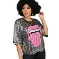 thumbnail image 3 of 2Chique Boutique Women's Short Sleeve Round Neck Sequins Printed Top, 3 of 5
