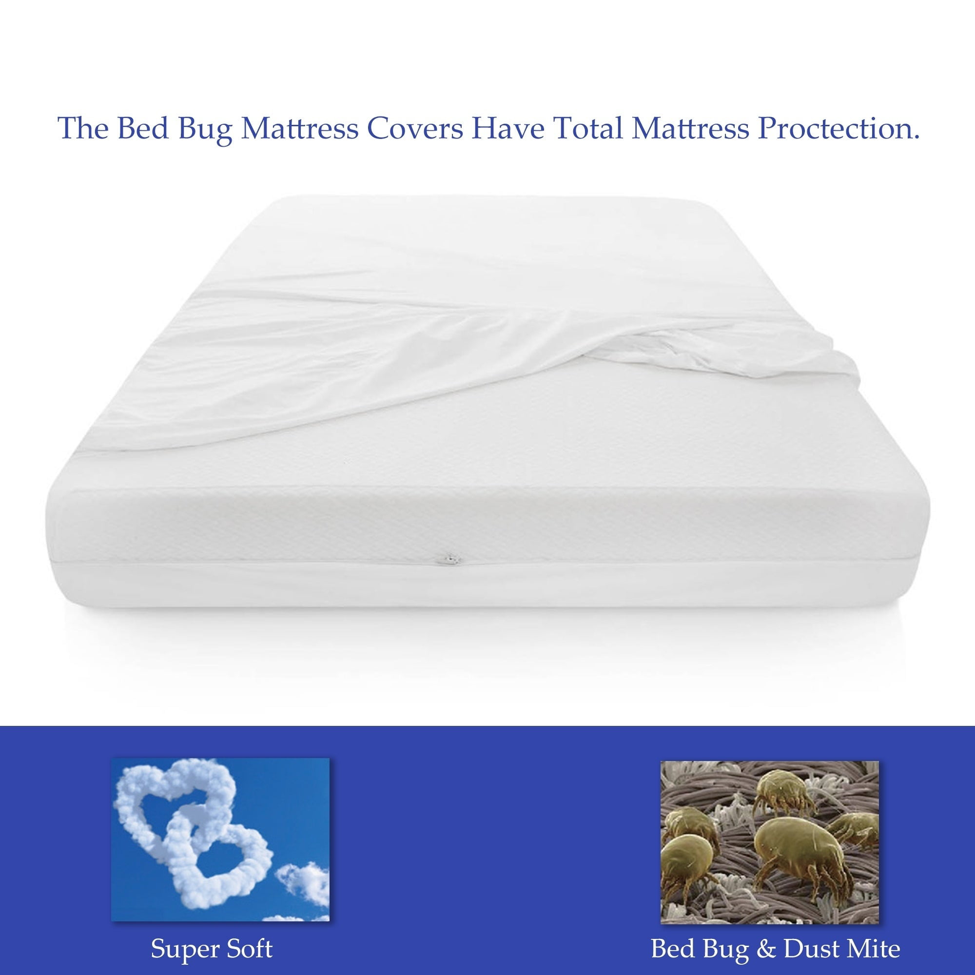 Details about   King Size Mattress Cover Fabric Waterproof Zipper Protects Against Bed Bugs 