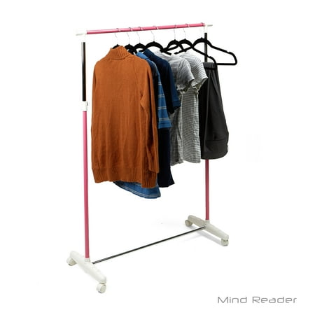 - Mind Reader Metal Single Rolling Garment Rack, Pink