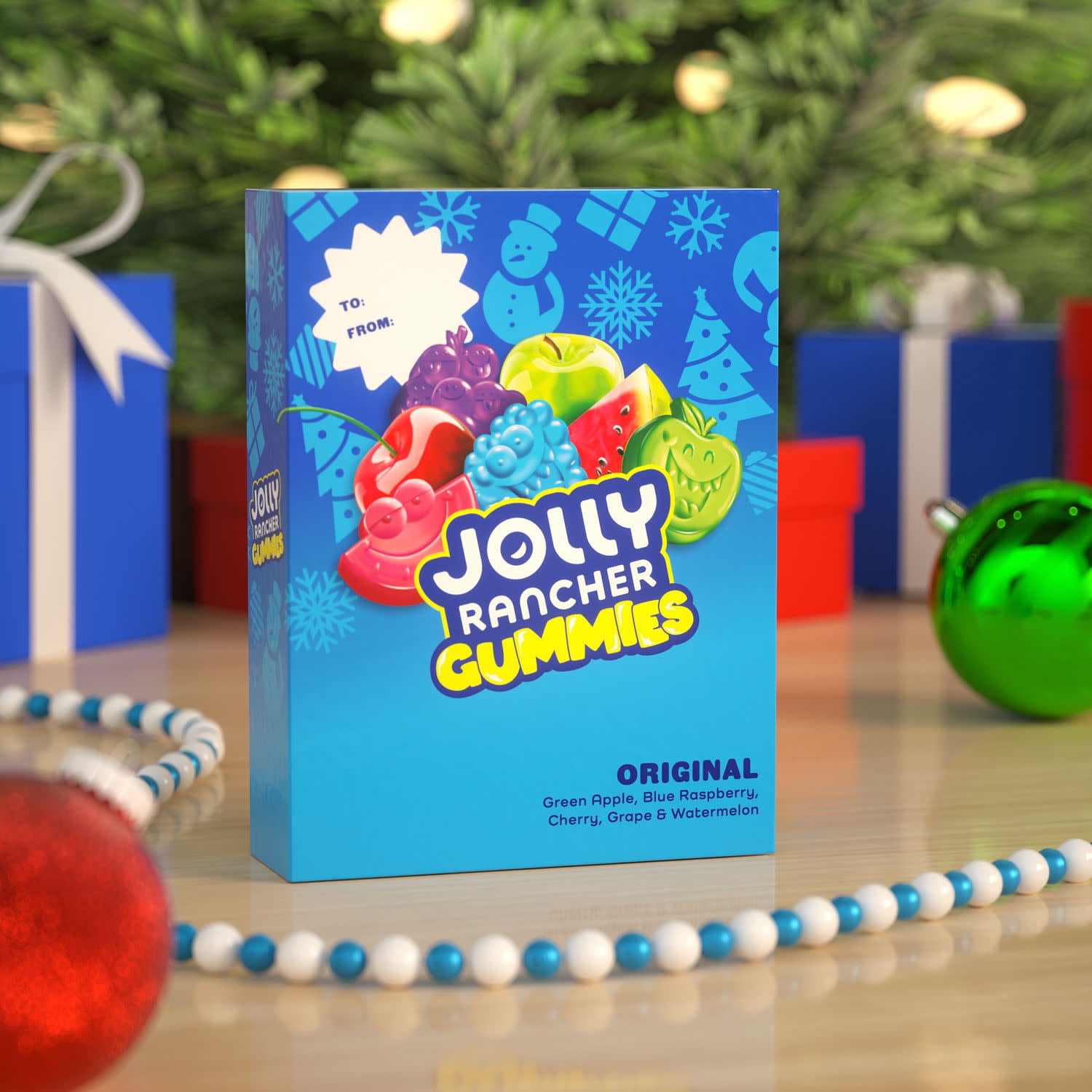 (2 pack) Jolly Rancher Gummies Original Fruit Flavored Christmas Holiday Candy Stocking Stuffers, Gift Box 6 oz