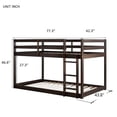 thumbnail image 2 of Dtwnek Wooden Twin over Twin Floor Bunk Bed with Ladder, Platform Bed with Strengthened Slats, Dark Brown, 2 of 7