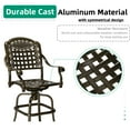thumbnail image 5 of VIVIJASON 2-Piece Outdoor Swivel Bar Stools, All-Weather Cast Aluminum Bar Height Bistro Chairs with Seat Cushion, Patio Furniture Bar Dining Chair Set for Deck, Lawn, Garden, Backyard, 5 of 7