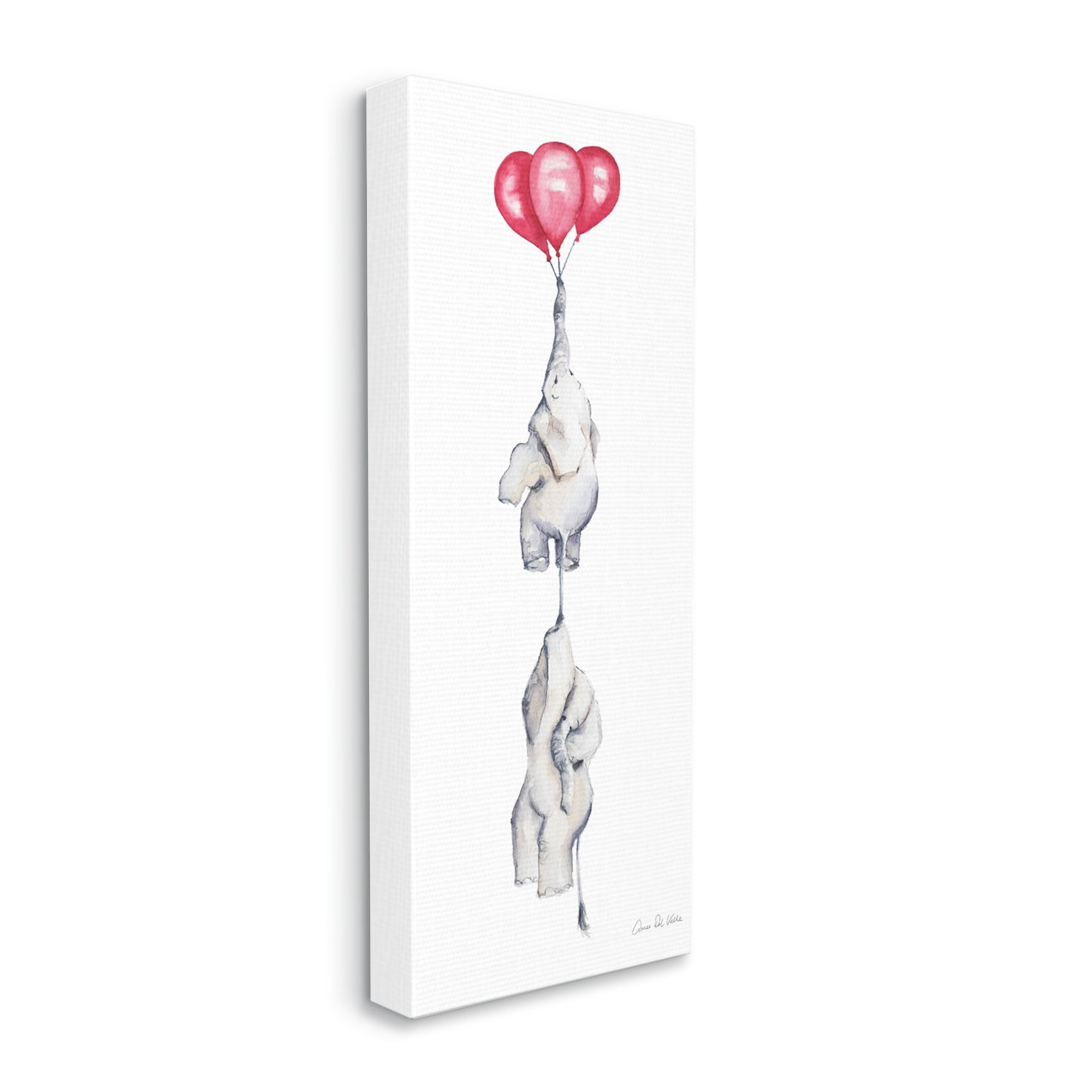 Stupell Industries Kids' Baby Elephants Flying with Floating Red Balloons, 17 x 40, Design by Aimee Del Valle