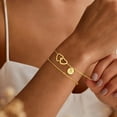thumbnail image 4 of Turandoss 14K Gold Plated Letter Stack Bracelets for Women Dainty Disc Initial B Bracelet Jewelry Satellite Chain Double Hearts Bracelets Personalized Birthday Gifts for Women Jewelry, 4 of 9