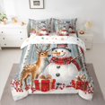 thumbnail image 2 of Manfei Kawaii Cartoon Snowman Bedding Comforter Set 7 Pieces, Magic Jungle Reindeer Full Bedding Set, Happy New Year Reversible Fitted Sheet Flat Sheet, Ultra Soft Bedroom Decor, 2 of 7