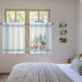 thumbnail image 3 of Blue Coastal Kitchen Curtains 45 Inch Length, Nautical Starfish Eucalyptus Leaf Coral Striped Tiers Curtains for Bathroom Bedroom Cafe, Light Filtering Window Treatment Drapes 2 Panels 42"Wx45"L, 3 of 8