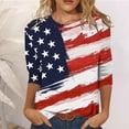 thumbnail image 2 of American Flag T-Shirt for Women Summer Casual Print 4th of July Clothes Patriotic Graphic Tees Tops Casual Round Neck Loose T-shirt, 2 of 6