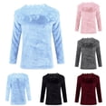 thumbnail image 3 of Plus Size Sexy Women Floral Lace Long Sleeve Sweater Solid Color Jumper Top, 3 of 7