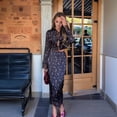 thumbnail image 5 of Women'S Chiffon Maxi Dress - Long Sleeve, Floral, Wedding Guest Attire with Pockets Black S, 5 of 10