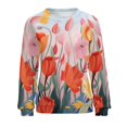 thumbnail image 7 of Watercolor Wildflowers Womens Casual Crewneck Sweatshirt Long Sleeve Tops Cute Pullover Loose Fit, 7 of 7