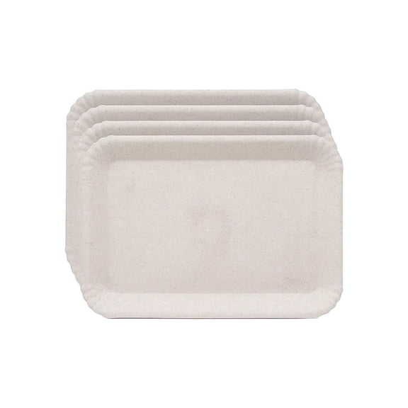 Fluted Picnic Rectangular Tray - Beige - Set of 4