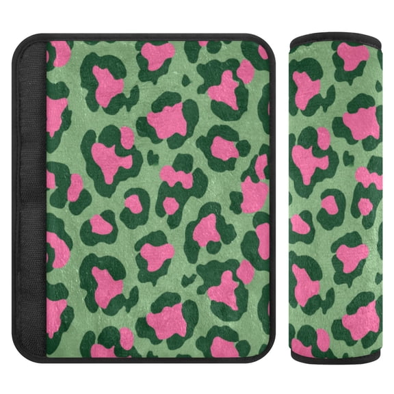 2 Pcs Seat Belt Strap Covers Pad for Car Soft Flannel Car Seat Belt Shoulder for All Cars Leopard Print with Pink Accents