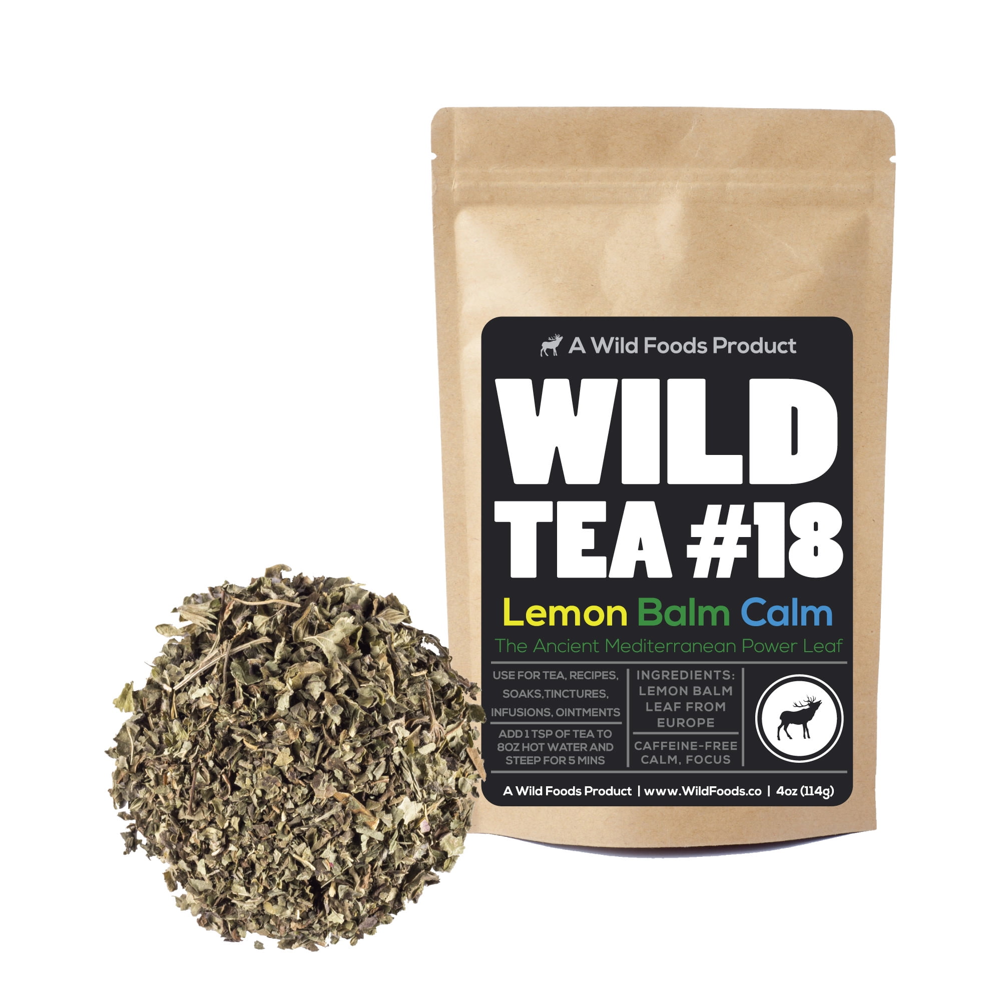 Wild Foods, Wild Tea 18 Lemon Balm Calm, Loose Leaf Tea, 4oz