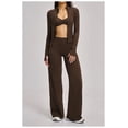 thumbnail image 4 of PISONIC 3 Piece Women's Workout Set – Zip-Up Jacket, Sports Bra & High-Waist Flare Leggings – Yoga Outfit Activewear for Gym Running Training, 4 of 7