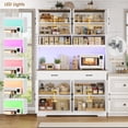 thumbnail image 3 of Hiphuta Farmhouse Kitchen Pantry Storage Cabinet, 71”H Freestanding Hutch with 8 Doors and 3 Drawers for Dining and Living Room, White, 3 of 7