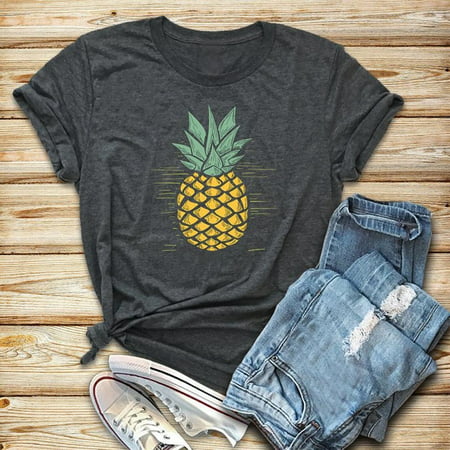 Pineapple Printing Women Summer Plus Size T-shirt