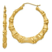 14k Polished Bamboo Hoop Earrings 14k Yellow Gold Earrings