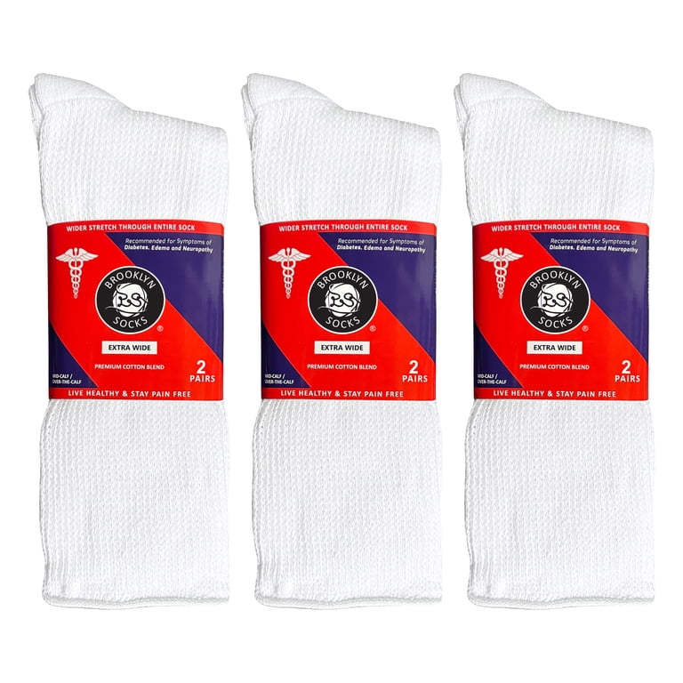 Men’s Over The Calf Diabetic Socks – 2 Pairs, Cotton, Knee High, Big & Tall Sizes, Breathable