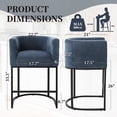thumbnail image 5 of CRERIYO 26" Counter Height Bar Stools Set of 3, Chenille Upholstered Modern Barrel Bar Chairs with Metal Frame, Blue, 5 of 6