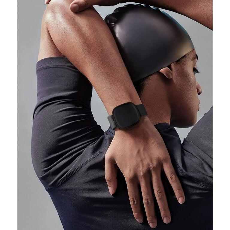 S-Color Stainless Band Compatible With Fitbit Versa 3/Fitbit Sense Women Men, Stainless Steel Mesh Loop Replacement Bracelet Magnet Wristband Strap For Fitbit Versa 3/Sense Smartwatch (Pink Gold