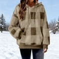 thumbnail image 5 of Womens Plaid Hoodies Sweatshirt Long Sleeve Hooded Fleece Pullover Fall Winter Fuzzy Loungewear Tops with Pocket, 5 of 5