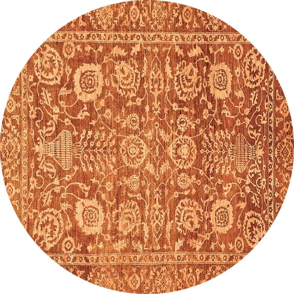 Ahgly Company Indoor Round Oriental Orange Traditional Area Rugs, 3' Round