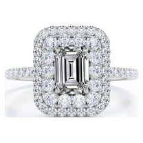 2CT Moissanite (VVS1,D) Emerald Halo Cluster Ring 18K White Gold over Fine Jewelry for Women Gifts
