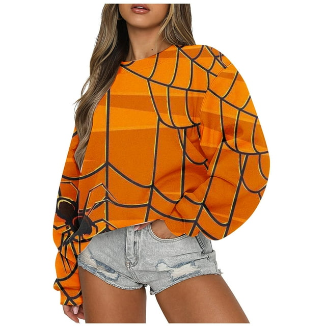 ICHUANYI Liquidación Moda Mujer Casual Manga Larga Cuello Redondo Impreso Señoras Sudadera Tops Blusa ICHUANYI WER202308171766