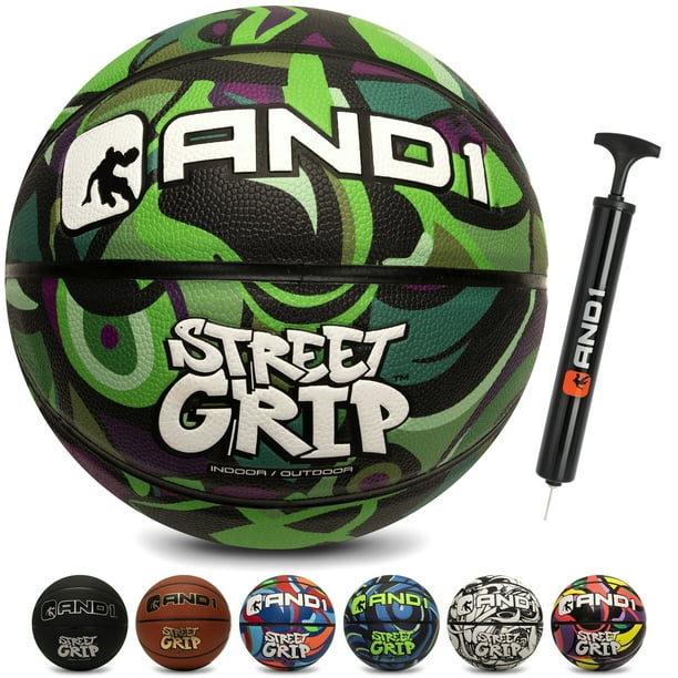 AND1 Street Grip Premium Composite Basketball & Pump Official Size 7 (29.5 In.) Streetball